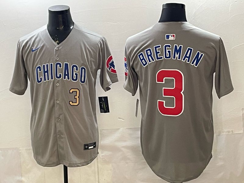 Men 2026 Chicago Cubs #3 Bregman Grey Game Nike MLB Jersey style 002